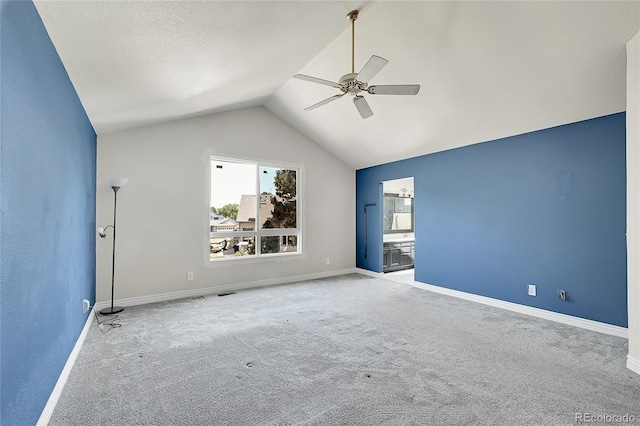 3163 E 133rd Ave, Thornton, CO 80241 - empty room with a ceiling fan, carpet floors, and lofted ceiling