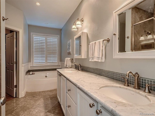 930 Kearney St, Denver, CO 80220 - bathroom featuring a bath, a stall shower, and double vanity