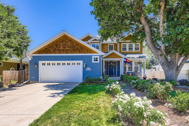 930 Kearney St, Denver, CO 80220 - view of front of property with a garage, concrete driveway, a porch, and stucco siding
