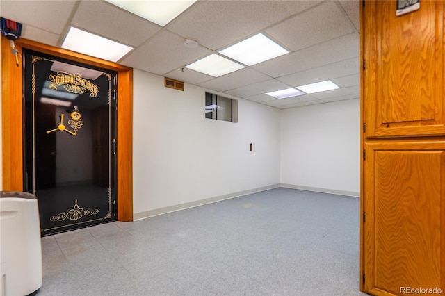 basement with a drop ceiling