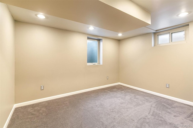 basement with carpet floors