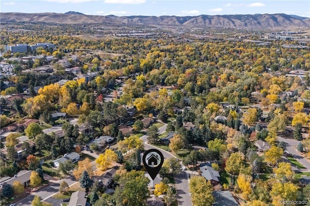 aerial view with a mountain view