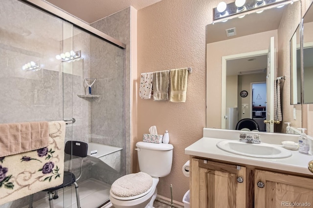 12835 Mayfair Way Unit C, Englewood, CO 80112 - full bathroom with vanity, a textured wall, and a shower stall