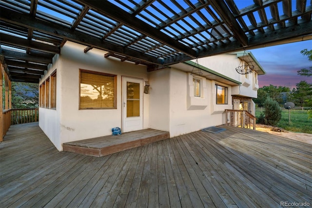 4627 Cathy Ln, Erie, CO 80516 - deck at dusk featuring a pergola