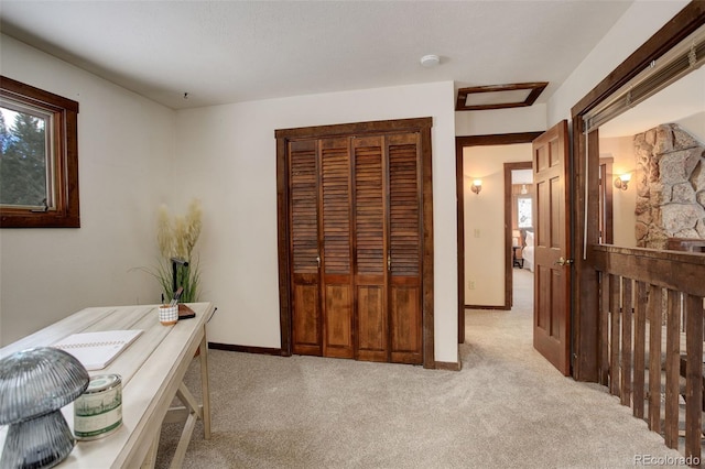 view of carpeted home office