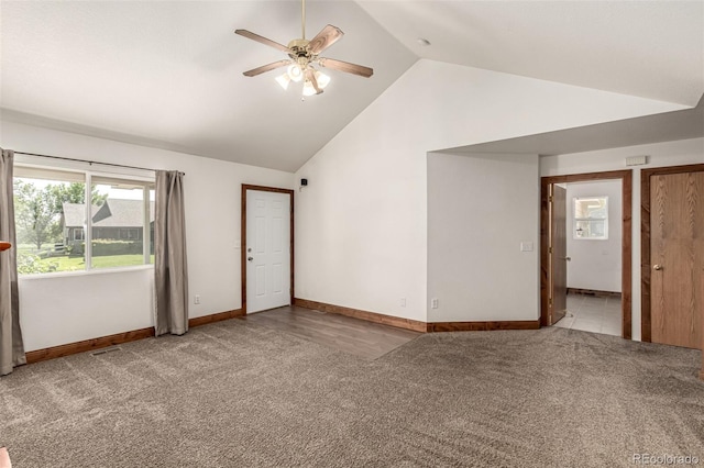 1155 Black Hawk Rd, Eaton, CO 80615 - carpeted spare room with vaulted ceiling and ceiling fan