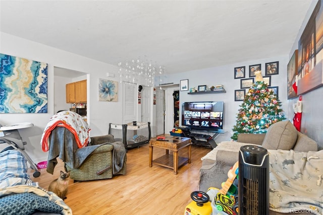 living room with hardwood / wood-style flooring