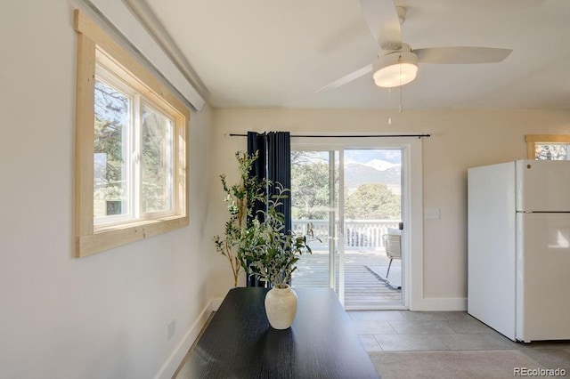 31252 County Road 384a, Buena Vista, CO 81211 - dining space with baseboards, light tile patterned floors, and ceiling fan