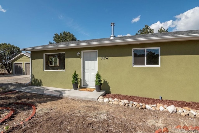 31252 County Road 384a, Buena Vista, CO 81211 - view of front of house featuring stucco siding and an outbuilding