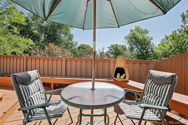 7664 S Ivanhoe Way, Centennial, CO 80112 - wooden terrace featuring outdoor dining space