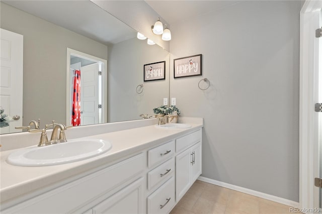1315 Sidewinder Cir, Castle Rock, CO 80108 - full bathroom with double vanity, baseboards, and tile patterned floors