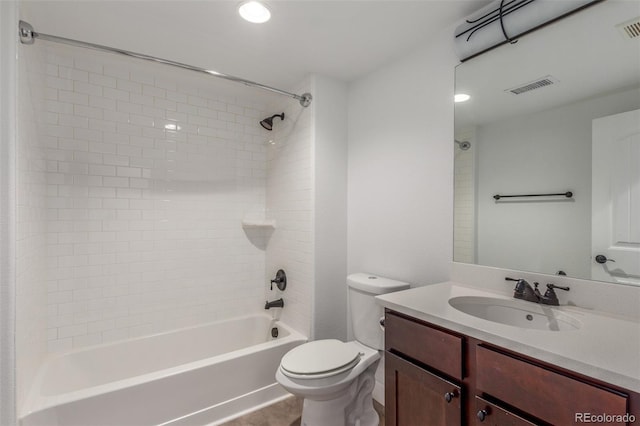 3322 W 26th Ave, Denver, CO 80211 - bathroom featuring toilet, vanity,  shower combination, and recessed lighting