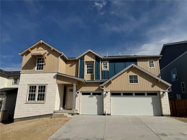 view of front of house with a garage