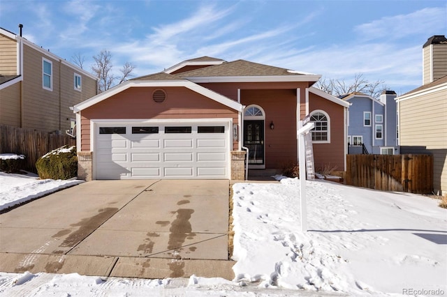 view of front facade with a garage