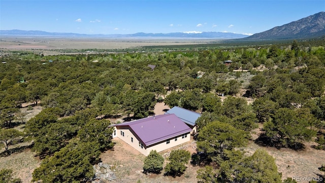 bird's eye view with a mountain view