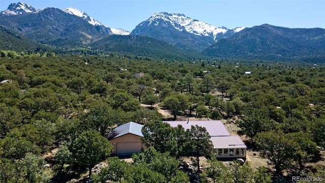 drone / aerial view with a mountain view