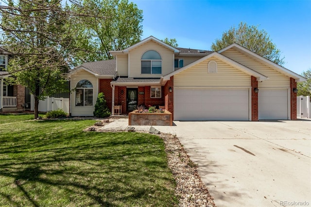 105 Hawthorn St, Frederick, CO 80530 - traditional-style house with an attached garage, brick siding, concrete driveway, and a shingled roof