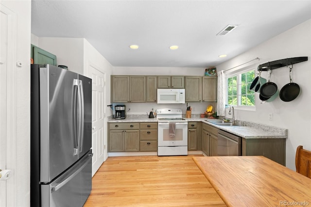 kitchen featuring sink, light wood-type flooring, and stainless steel appliances