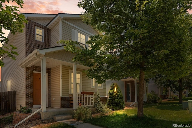 view of front facade featuring covered porch