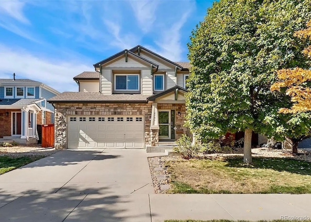 craftsman house with a garage