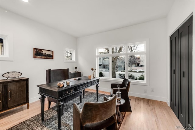 home office featuring light wood-type flooring