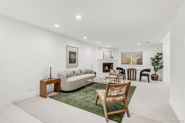 living room featuring carpet flooring