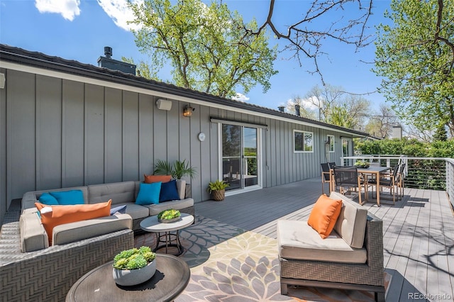 6150 S Southwood Dr, Centennial, CO 80121 - wooden deck with outdoor dining area and outdoor lounge area