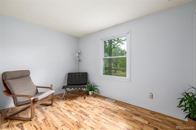 sitting room featuring light hardwood / wood-style floors