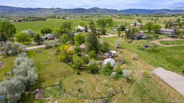 aerial view with a rural view and a mountain view