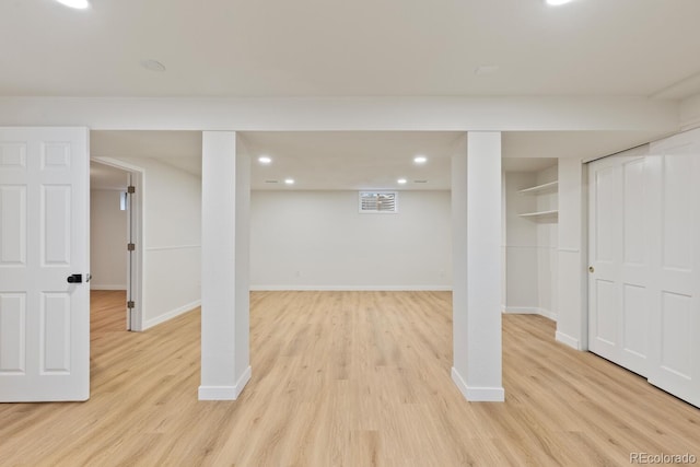 41 Eagle Dr, Littleton, CO 80123 - finished below grade area featuring light wood-type flooring, baseboards, and recessed lighting
