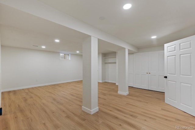 41 Eagle Dr, Littleton, CO 80123 - below grade area with baseboards, light wood-style floors, and recessed lighting