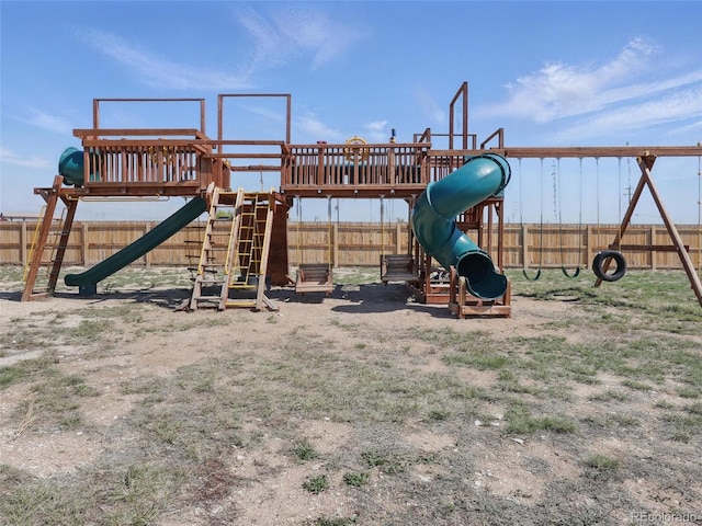 view of play area with fence