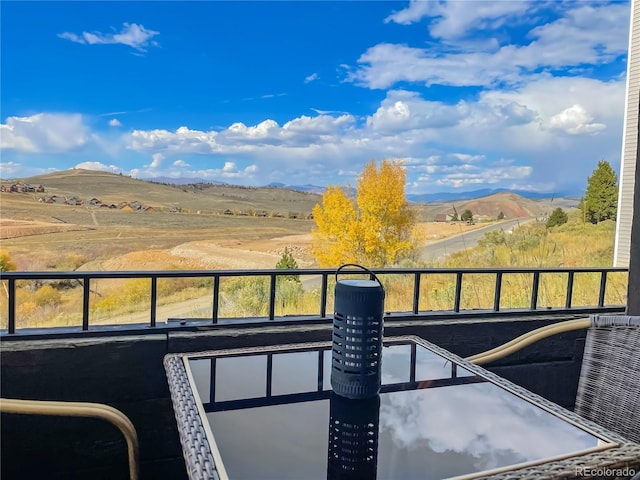 balcony with a mountain view