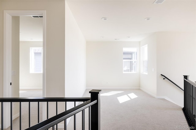 11324 Alla Breve Cir, Lone Tree, CO 80134 - hall with an upstairs landing, carpet floors, and recessed lighting