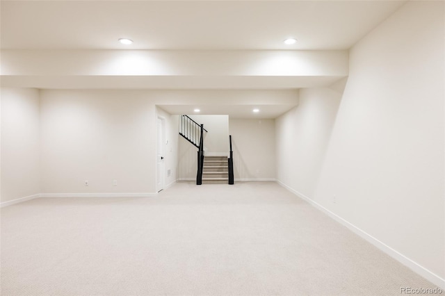 11324 Alla Breve Cir, Lone Tree, CO 80134 - finished basement with light colored carpet, recessed lighting, and stairs