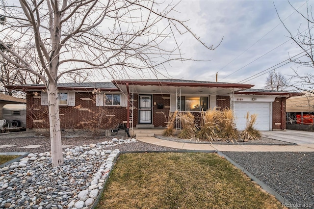 single story home with a garage