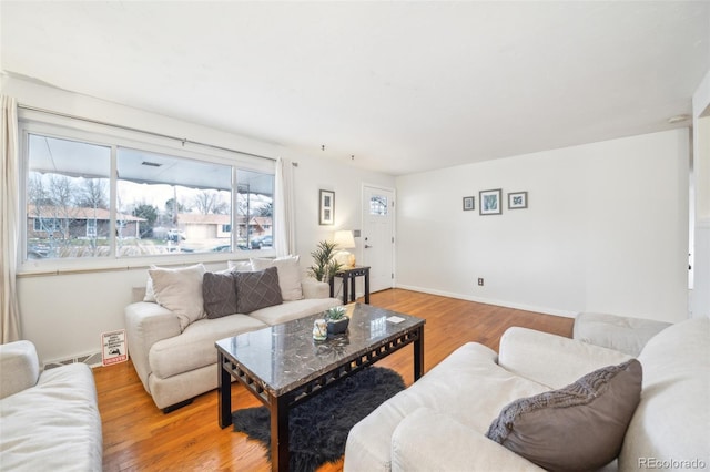 living room with hardwood / wood-style floors