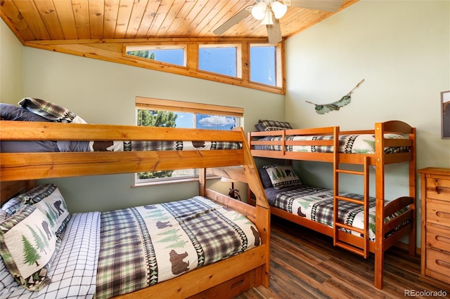 1301 Sheep Ridge Rd, Fairplay, CO 80440 - bedroom with wood ceiling, lofted ceiling, and wood finished floors