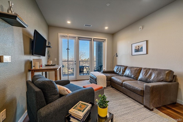 living room featuring hardwood / wood-style flooring