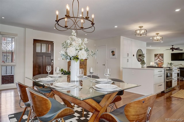 3434 S Race St, Englewood, CO 80113 - dining room with a chandelier, recessed lighting, and wood finished floors