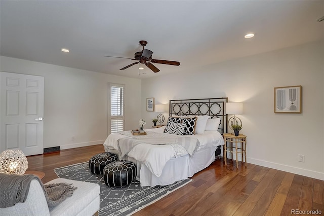 3434 S Race St, Englewood, CO 80113 - bedroom featuring wood finished floors, recessed lighting, and a ceiling fan