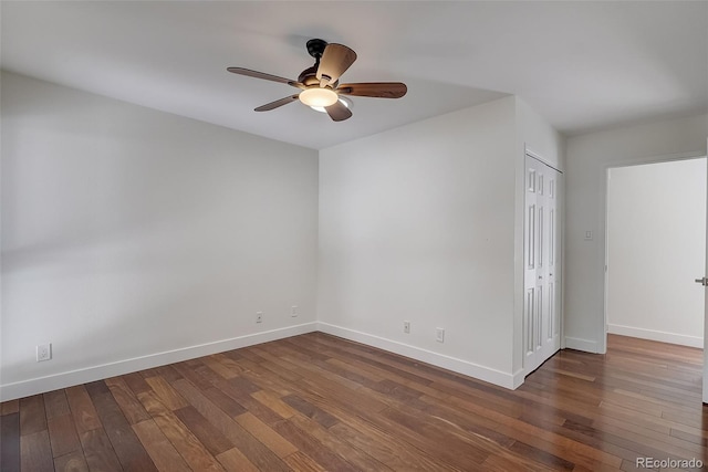 3434 S Race St, Englewood, CO 80113 - spare room with a ceiling fan and dark wood-type flooring