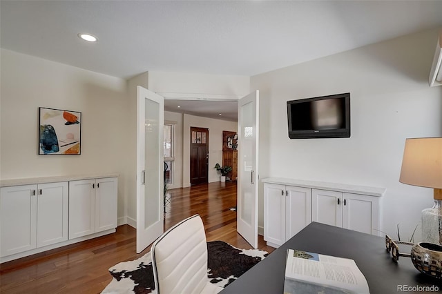 3434 S Race St, Englewood, CO 80113 - living area featuring wood finished floors and recessed lighting
