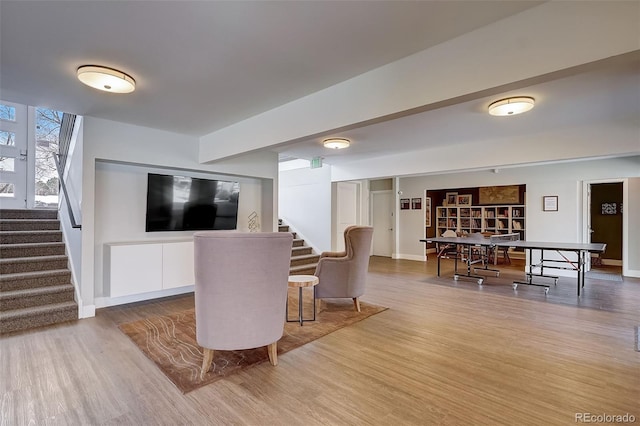 3434 S Race St, Englewood, CO 80113 - living area featuring stairs and light wood-style floors