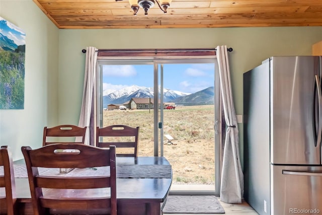 16651 Holly Ct, Buena Vista, CO 81211 - dining room with wooden ceiling and a mountain view