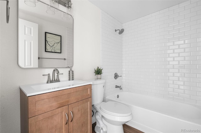 5991 W 68th Ave, Arvada, CO 80003 - bathroom with toilet, vanity, and washtub / shower combination