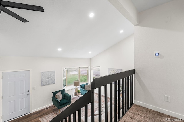 5991 W 68th Ave, Arvada, CO 80003 - hall featuring baseboards, recessed lighting, and vaulted ceiling