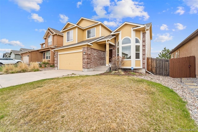 view of front of house with driveway, brick siding, and an attached garage