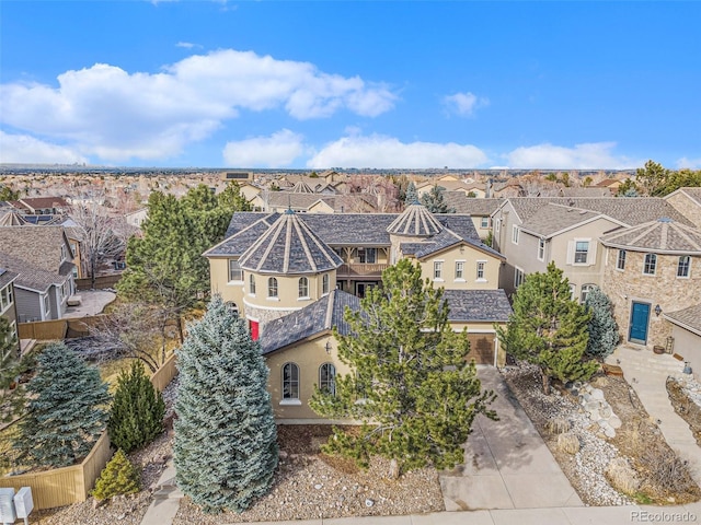 aerial view featuring a residential view