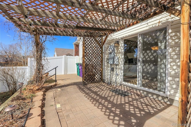 view of patio / terrace with a pergola and fence